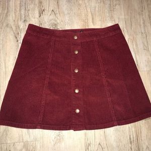 Corduroy button down skirt